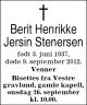 Dødsannonse Berit Henrikke Jersin Stenersen