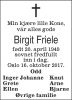 Dødsannonse Birgit Friele
