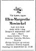Dødsannonse Ellen-Margrethe Mowinckel