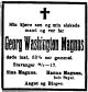 Dødsannonse Georg Washington Magnus