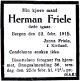 Dødsannonse Herman Friele