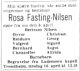 Dødsannonse Rosa Fasting Nilsen